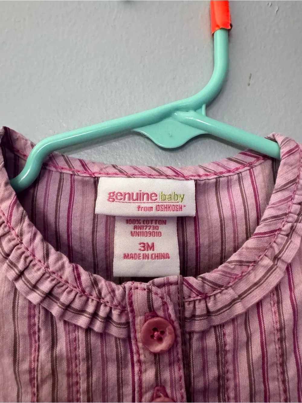 Vintage OshKosh B'gosh Pink Striped Sleeveless Baby Top
